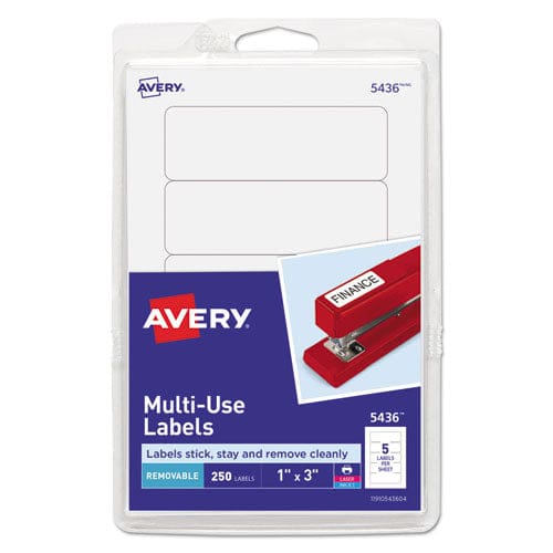 Avery Removable Multi-use Labels Inkjet/laser Printers 1 X 3 White 5/sheet 50 Sheets/pack (5436) - Office - Avery®