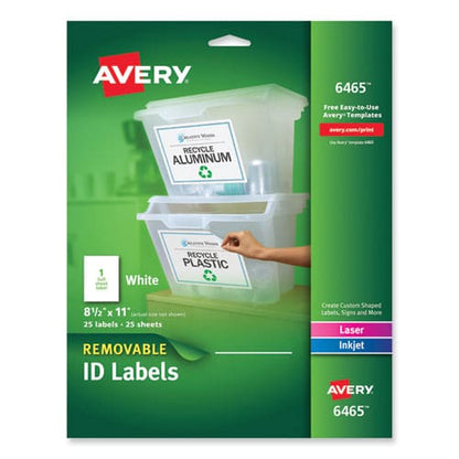 Avery Removable Multi-use Labels Inkjet/laser Printers 8.5 X 11 White 25/pack - Office - Avery®