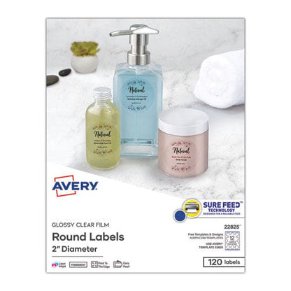 Avery Round Print-to-the Edge Labels With Sure Feed And Easy Peel 2 Dia Glossy Clear 120/pk - Office - Avery®