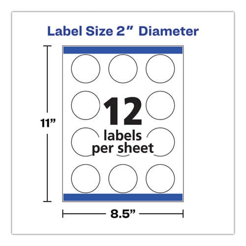 Avery Round Print-to-the Edge Labels With Sure Feed And Easy Peel 2 Dia Glossy White 120/pk - Office - Avery®
