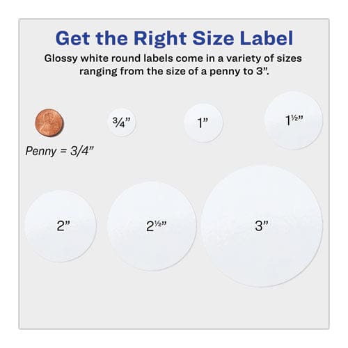 Avery Round Print-to-the Edge Labels With Surefeed 2.5 Dia Glossy White 90/pk - Office - Avery®