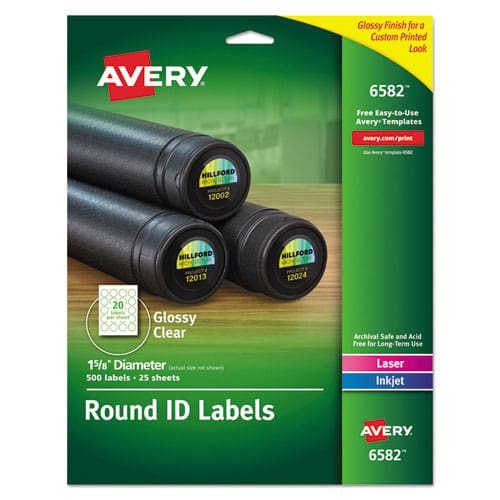 Avery Round Print-to-the Edge Labels With Surefeed And Easypeel 1.67 Dia Glossy Clear 500/pk - Office - Avery®