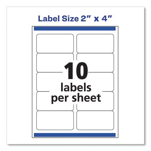 Avery Shipping Labels W/ Trueblock Technology Inkjet Printers 2 X 4 White 10/sheet 100 Sheets/box - Office - Avery®