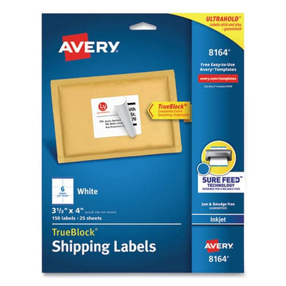 Avery Shipping Labels W/ Trueblock Technology Inkjet Printers 3.33 X 4 White 6/sheet 25 Sheets/pack - Office - Avery®