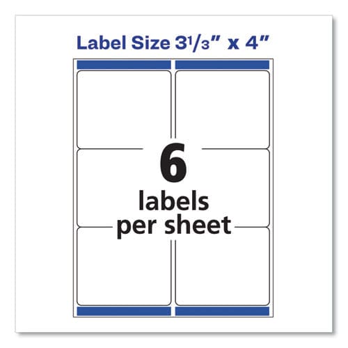 Avery Shipping Labels W/ Trueblock Technology Laser Printers 3.33 X 4 White 6/sheet 100 Sheets/box - Office - Avery®