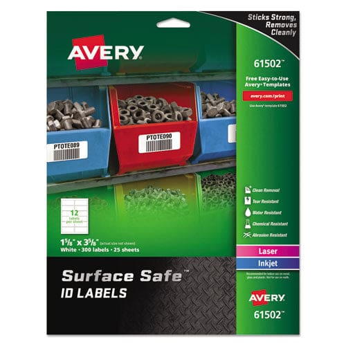 Avery Surface Safe Id Labels Inkjet/laser Printers 2 X 3.5 White 10/sheet 25 Sheets/pack - Office - Avery®