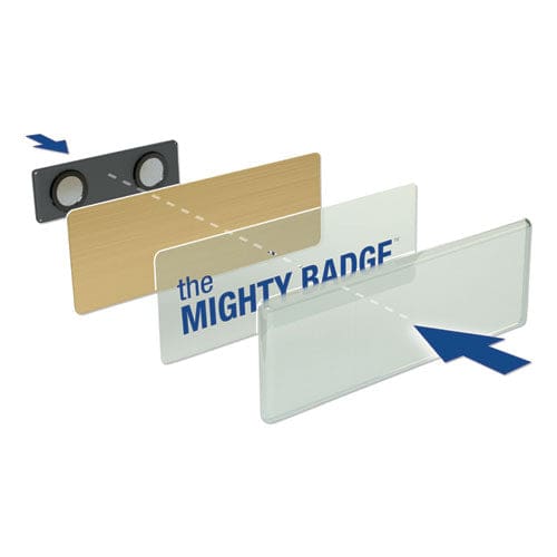 Avery The Mighty Badge Name Badge Holder Kit Horizontal 3 X 1 Inkjet Gold 10 Holders/ 80 Inserts - Office - Avery®