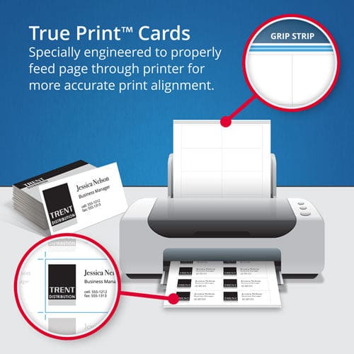 Avery True Print Clean Edge Business Cards Inkjet 2 X 3.5 White 1,000 Cards 10 Cards/sheet 100 Sheets/box - Office - Avery®