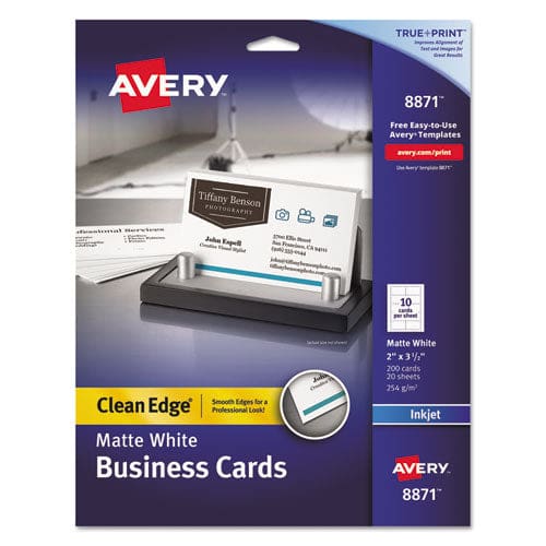 Avery True Print Clean Edge Business Cards Inkjet 2 X 3.5 White 200 Cards 10 Cards/sheet 20 Sheets/pack - Office - Avery®