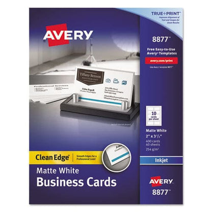 Avery True Print Clean Edge Business Cards Inkjet 2 X 3.5 White 400 Cards 10 Cards/sheet 40 Sheets/box - Office - Avery®