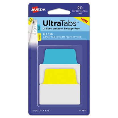 Avery Ultra Tabs Repositionable Tabs Big Tabs: 2 X 1.75 1/5-cut Assorted Primary Colors 20/pack - Office - Avery®