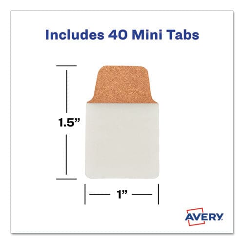 Avery Ultra Tabs Repositionable Tabs Mini Tabs: 1 X 1.5 1/5-cut Assorted Metallic Colors 1 Wide 40/pack - Office - Avery®