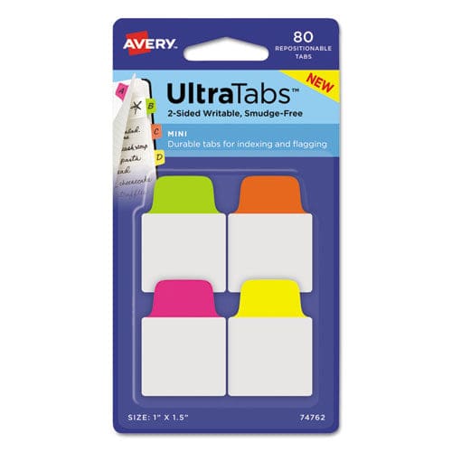 Avery Ultra Tabs Repositionable Tabs Standard: 2 X 1.5 1/5-cut Assorted Colors (blue Green And Red) 24/pack - Office - Avery®