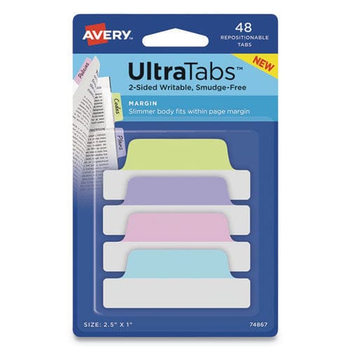 Avery Ultra Tabs Repositionable Tabs Standard: 2 X 1.5 1/5-cut Assorted Colors (blue Green And Red) 48/pack - Office - Avery®