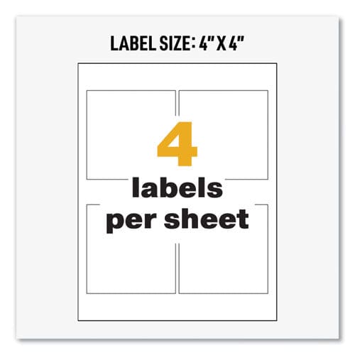 Avery Ultraduty Ghs Chemical Waterproof And Uv Resistant Labels 4 X 4 White 4/sheet 50 Sheets/box - Office - Avery®