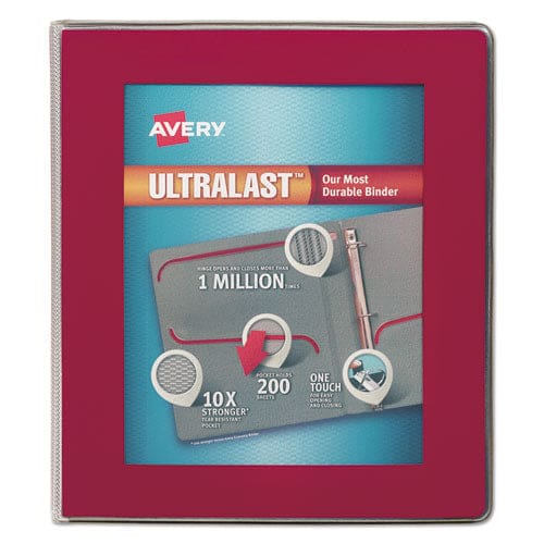 Avery Ultralast Heavy-duty View Binder With One Touch Slant Rings 3 Rings 1 Capacity 11 X 8.5 Red - School Supplies - Avery®