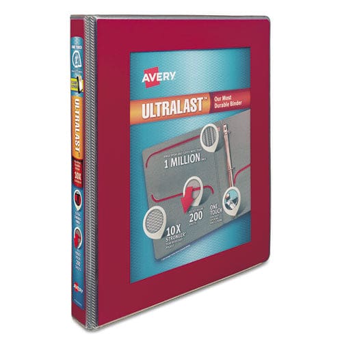 Avery Ultralast Heavy-duty View Binder With One Touch Slant Rings 3 Rings 1 Capacity 11 X 8.5 Red - School Supplies - Avery®