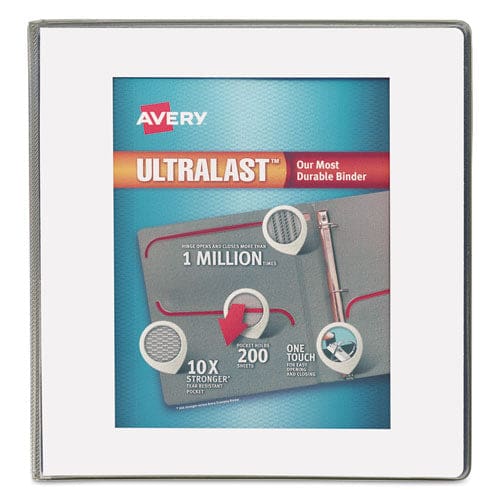 Avery Ultralast Heavy-duty View Binder With One Touch Slant Rings 3 Rings 1 Capacity 11 X 8.5 White - School Supplies - Avery®