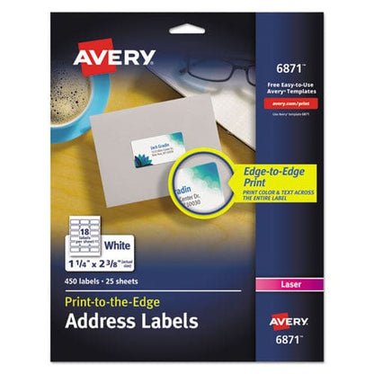 Avery Vibrant Laser Color-print Labels W/ Sure Feed 1.25 X 2.38 White 450/pack - Office - Avery®