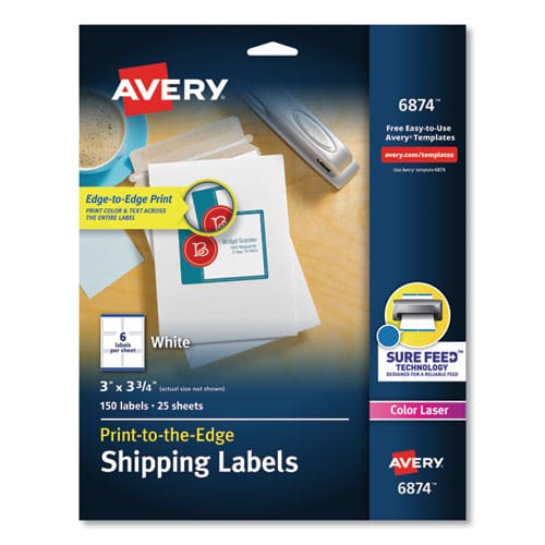 Avery Vibrant Laser Color-print Labels W/ Sure Feed 1.25 X 3.75 White 300/pack - Office - Avery®