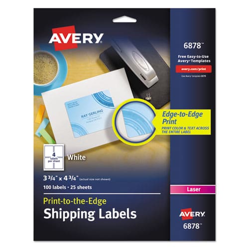Avery Vibrant Laser Color-print Labels W/ Sure Feed 3.75 X 4.75 White 100/pk - Office - Avery®