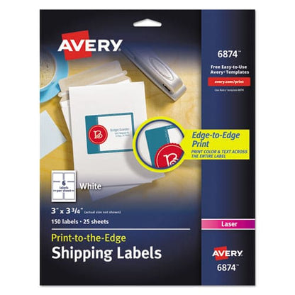 Avery Vibrant Laser Color-print Labels W/ Sure Feed 3 X 3.75 White 150/pk - Office - Avery®