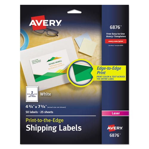 Avery Vibrant Laser Color-print Labels W/ Sure Feed 4.75 X 7.75 White 50/pack - Office - Avery®