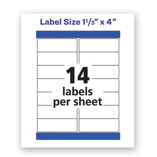 Avery Waterproof Address Labels With Trueblock And Sure Feed Laser Printers 1.33 X 4 White 14/sheet 50 Sheets/pack - Office - Avery®