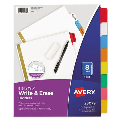 Avery Write And Erase Big Tab Paper Dividers 8-tab 11 X 8.5 White Assorted Tabs,1 Set - School Supplies - Avery®