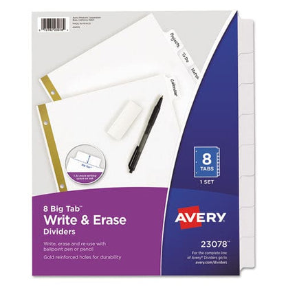 Avery Write And Erase Big Tab Paper Dividers 8-tab 11 X 8.5 White White Tabs 1 Set - School Supplies - Avery®