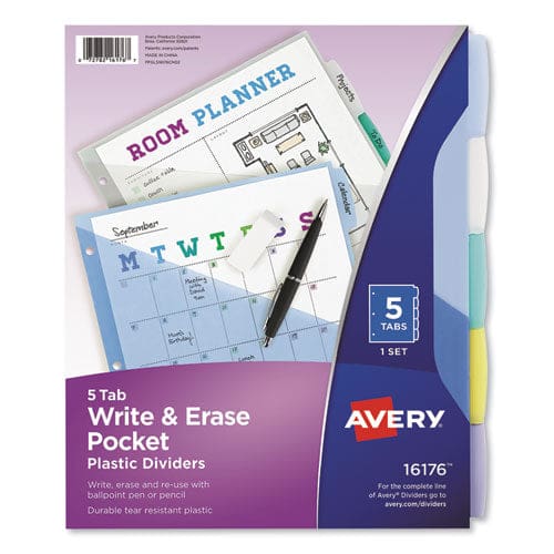 Avery Write And Erase Durable Plastic Dividers With Slash Pocket 3-hold Punched 8-tab 11.13 X 9.25 Assorted 1 Set - School Supplies - Avery®