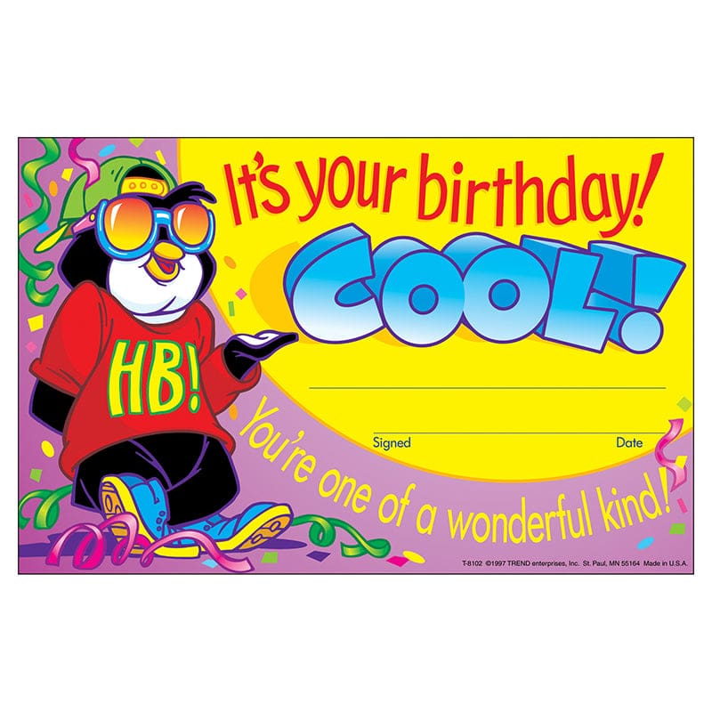 Awards Its Your Birthday Cool 30/Pk 5 X 8 (Pack of 10) - Awards - Trend Enterprises Inc.