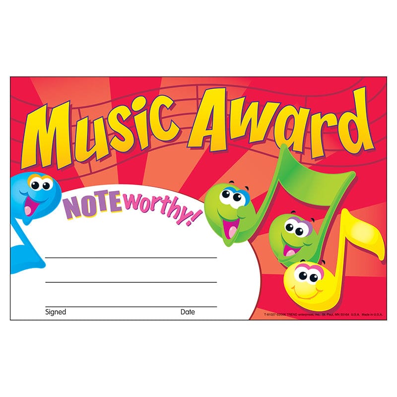 Awards Music Award (Pack of 8) - Music - Trend Enterprises Inc.