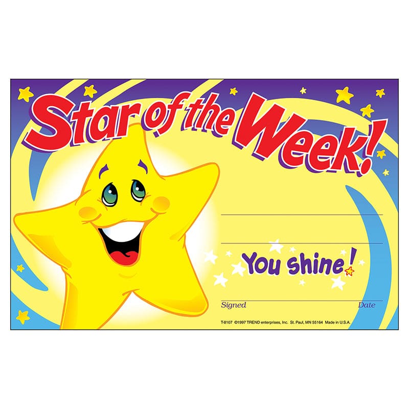 Awards Star Of The Week 30/Pk 5X8 (Pack of 8) - Awards - Trend Enterprises Inc.