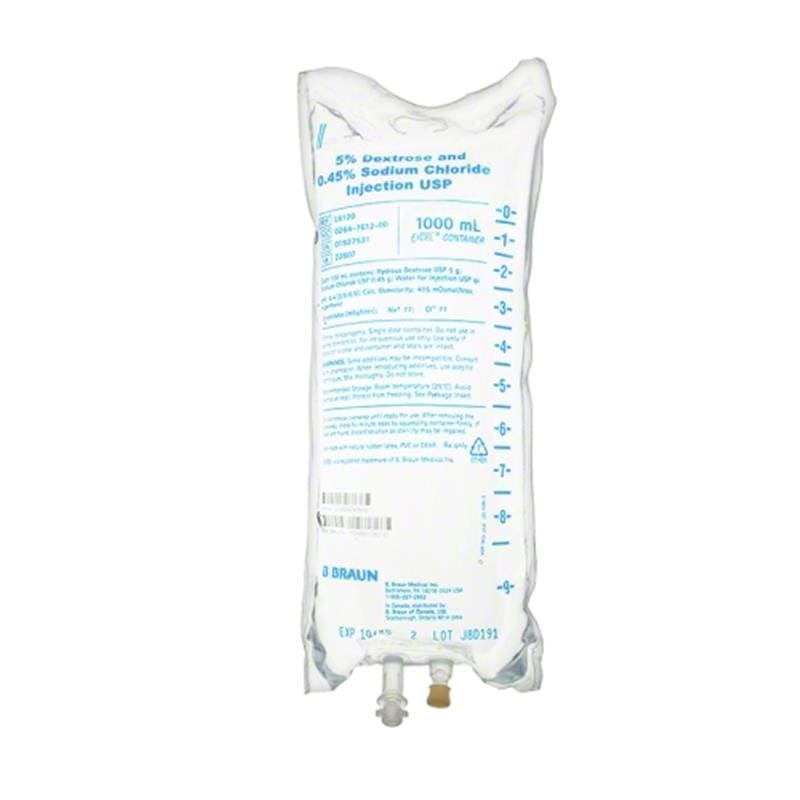 B Braun Medical 5% Dextrose.45%Nacl 1000Ml Bag Case of 12 - Item Detail - B Braun Medical