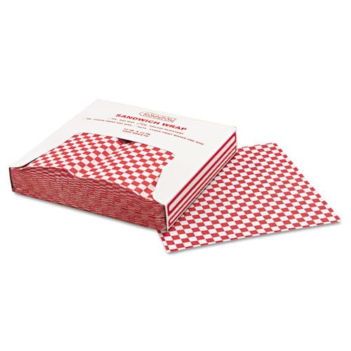 Bagcraft Grease-resistant Paper Wraps And Liners 12 X 12 Red Check 1,000/box 5 Boxes/carton - Food Service - Bagcraft