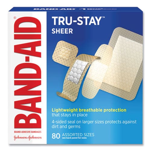 BAND-AID Tru-stay Sheer Strips Adhesive Bandages Assorted 80/box - Janitorial & Sanitation - BAND-AID®