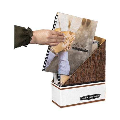 Bankers Box Corrugated Cardboard Magazine File 4 X 11 X 12.25 Wood Grain 12/carton - School Supplies - Bankers Box®