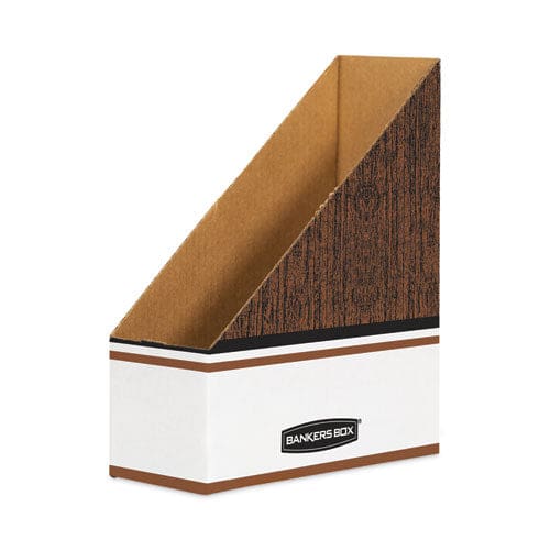 Bankers Box Corrugated Cardboard Magazine File 4 X 9 X 11.5 Wood Grain 12/carton - School Supplies - Bankers Box®