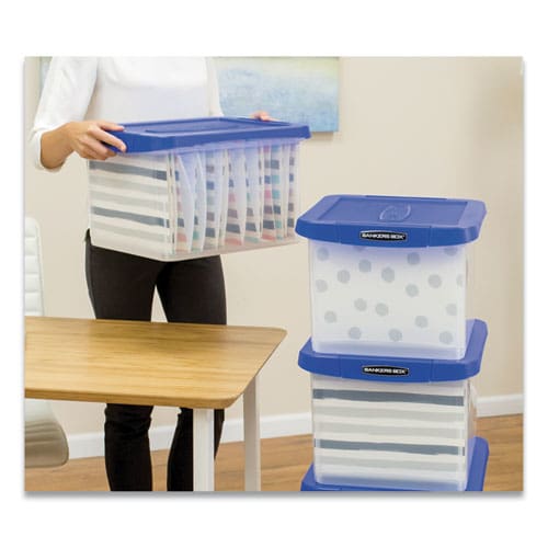 Bankers Box Heavy Duty Plastic File Storage Letter/legal Files 14 X 17.38 X 10.5 Clear/blue 2/pack - School Supplies - Bankers Box®