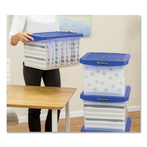 Bankers Box Heavy Duty Plastic File Storage Letter/legal Files 14 X 17.38 X 10.5 Clear/blue - School Supplies - Bankers Box®