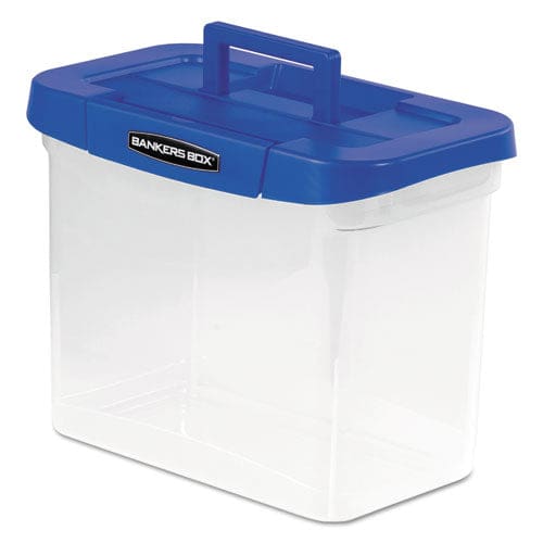 Bankers Box Heavy-duty Portable File Box Letter Files 14.25 X 8.63 X 11.06 Clear/blue - School Supplies - Bankers Box®