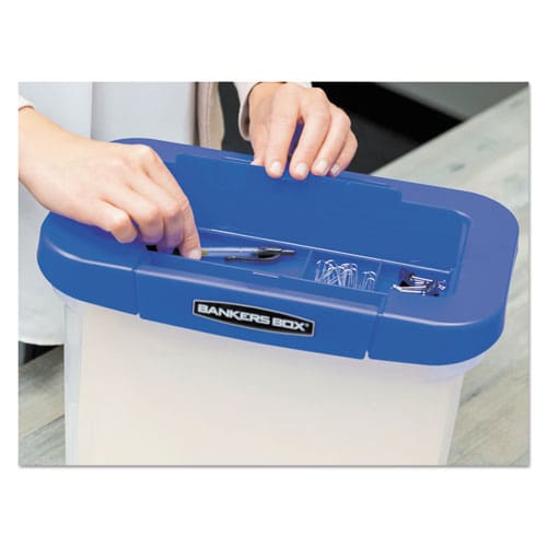 Bankers Box Heavy-duty Portable File Box Letter Files 14.25 X 8.63 X 11.06 Clear/blue - School Supplies - Bankers Box®