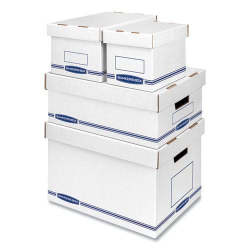 Bankers Box Organizer Storage Boxes Small 6.25 X 8.13 X 6.5 White/blue 12/carton - School Supplies - Bankers Box®