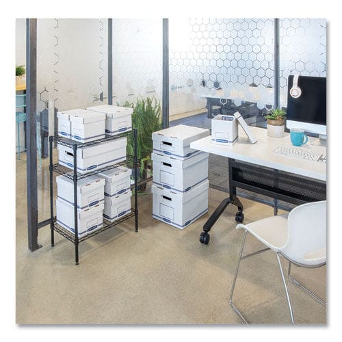 Bankers Box Organizer Storage Boxes X-large 12.75 X 16.5 X 10.5 White/blue 12/carton - School Supplies - Bankers Box®