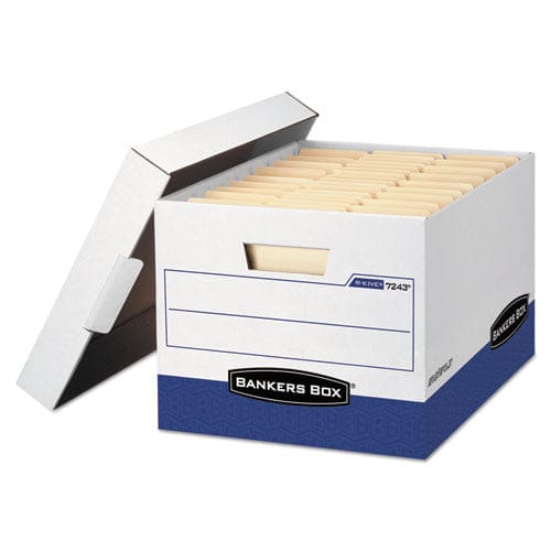 Bankers Box R-kive Heavy-duty Storage Boxes Letter/legal Files 12.75 X 16.5 X 10.38 White/blue 4/carton - School Supplies - Bankers Box®