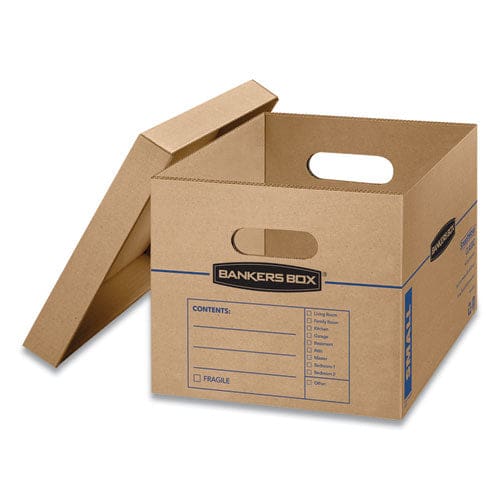 Bankers Box Smoothmove Classic Moving/storage Boxes Half Slotted Container (hsc) Small 12 X 15 X 10 Brown/blue 10/carton - Office - Bankers