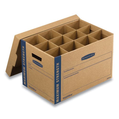 Bankers Box Smoothmove Kitchen Moving Kit With Dividers + Foam Half Slotted Container (hsc) Medium 12.25 X 18.5 X 12 Brown/blue - Office -