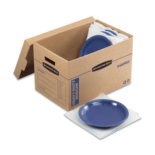 Bankers Box Smoothmove Kitchen Moving Kit With Dividers + Foam Half Slotted Container (hsc) Medium 12.25 X 18.5 X 12 Brown/blue - Office -