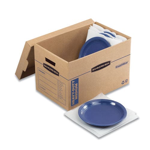 Bankers Box Smoothmove Maximum Strength Moving Boxes Half Slotted Container (hsc) Medium 12.25 X 18.5 X 12 Brown/blue 8/pack - Office -